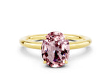 Yellow gold Oval Cut Morganite Solitaire Ring with Thin Band and Four-Prong Setting_12