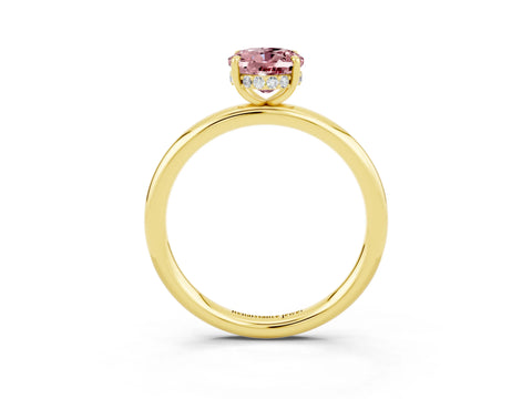 Yellow gold Oval Cut Morganite Solitaire Ring with Thin Band and Four-Prong Setting_15