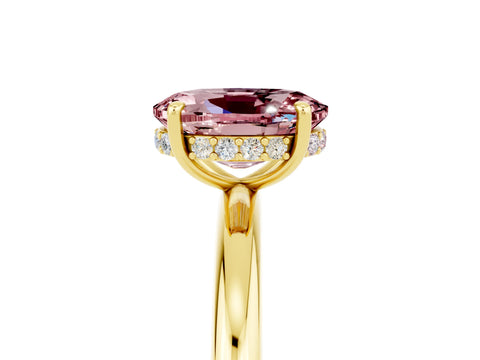 Yellow gold Oval Cut Morganite Solitaire Ring with Thin Band and Four-Prong Setting_17