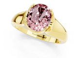 Yellow gold Oval Cut Morganite Solitaire Ring with Wide Band and Prong Setting_1