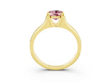 Yellow gold Oval Cut Morganite Solitaire Ring with Wide Band and Prong Setting_3