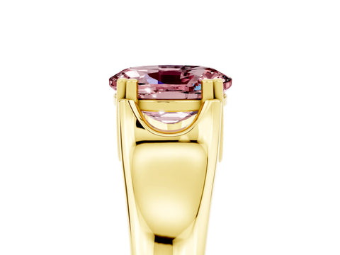 Yellow gold Oval Cut Morganite Solitaire Ring with Wide Band and Prong Setting_5