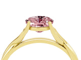Yellow gold Oval Cut Morganite Solitaire Twist Band Prong Setting Ring_40