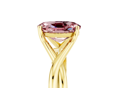 Yellow gold Oval Cut Morganite Solitaire Twist Band Prong Setting Ring_41