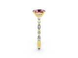 Yellow gold Oval Cut Morganite Solitaire with Side Stones on a Pavé Band and Four-Prong Setting_2