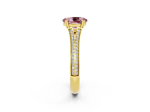 Yellow gold Oval Cut Morganite Split Shank Engagement Ring with Pavé Band_2