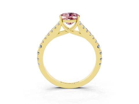 Yellow gold Oval Cut Morganite Split Shank Pavé Engagement Ring with Four-Prong Setting_36