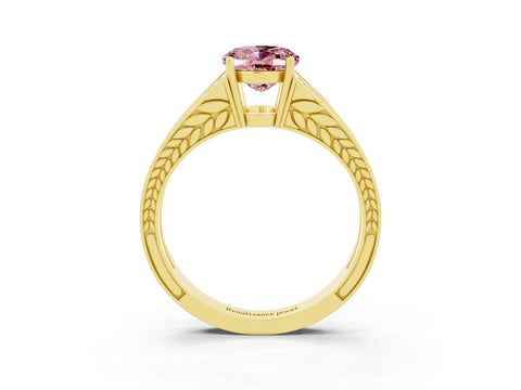 Yellow gold Oval Cut Morganite Split Shank Ring with Pavé Band and Four-Prong Setting_3