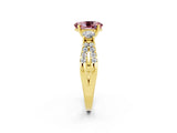 Yellow gold Oval Cut Morganite Three-Stone Ring with Pavé Split Shank and Four-Prong Setting_14