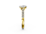 Yellow gold Oval Cut Pavé Band Solitaire Ring with Four-Prong Setting_163