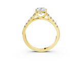 Yellow gold Oval Cut Pavé Band Solitaire Ring with Four-Prong Setting_164