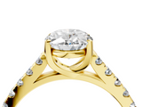Yellow gold Oval Cut Pavé Band Solitaire Ring with Four-Prong Setting_165