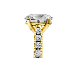 Yellow gold Oval Cut Pavé Band Solitaire Ring with Four-Prong Setting_166