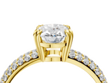 Yellow gold Oval Cut Pave Diamond Engagement Ring with Channel Set Band and Four-Prong Setting_24
