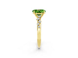 Yellow gold Oval Cut Peridot Cluster Side Stone Solitaire Ring with Prong Setting_26