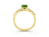 Yellow gold Oval Cut Peridot Cluster Side Stone Solitaire Ring with Prong Setting_27