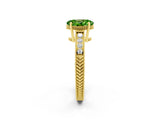 Yellow gold Oval Cut Peridot Engagement Ring with Milgrain Channel Set Band and Prong Setting_2