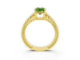 Yellow gold Oval Cut Peridot Engagement Ring with Milgrain Channel Set Band and Prong Setting_3