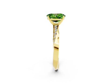 Yellow gold Oval Cut Peridot Engagement Ring with Side Stone Accents and Four-Prong Setting_29