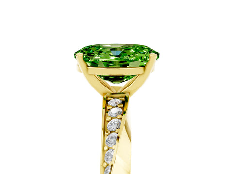 Yellow gold Oval Cut Peridot Engagement Ring with Side Stone Accents and Four-Prong Setting_32