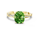 Yellow gold Oval Cut Peridot Engagement Ring with Side Stone Accents and Four-Prong Setting_60