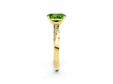Yellow gold Oval Cut Peridot Engagement Ring with Side Stone Accents and Four-Prong Setting_62