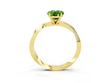 Yellow gold Oval Cut Peridot Engagement Ring with Side Stone Accents and Four-Prong Setting_63