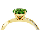 Yellow gold Oval Cut Peridot Engagement Ring with Side Stone Accents and Four-Prong Setting_64