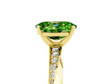 Yellow gold Oval Cut Peridot Engagement Ring with Side Stone Accents and Four-Prong Setting_65
