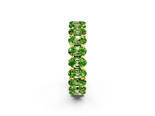 Yellow gold Oval Cut Peridot Eternity Band with Shared Prong Setting