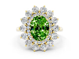 Yellow gold Oval Cut Peridot Floral Double Halo Engagement Ring with Prong Setting_60