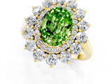Yellow gold Oval Cut Peridot Floral Double Halo Engagement Ring with Prong Setting_61