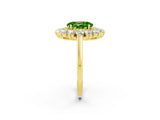 Yellow gold Oval Cut Peridot Floral Double Halo Engagement Ring with Prong Setting_62