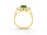 Yellow gold Oval Cut Peridot Floral Double Halo Engagement Ring with Prong Setting_63