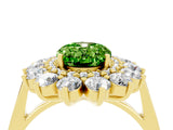 Yellow gold Oval Cut Peridot Floral Double Halo Engagement Ring with Prong Setting_64
