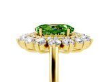 Yellow gold Oval Cut Peridot Floral Double Halo Engagement Ring with Prong Setting_65