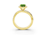Yellow gold Oval Cut Peridot Halo Ring with Round Split Shank and Prong Setting_51