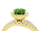 Yellow gold Oval Cut Peridot Halo Ring with Round Split Shank and Prong Setting_52