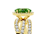 Yellow gold Oval Cut Peridot Halo Ring with Round Split Shank and Prong Setting_53