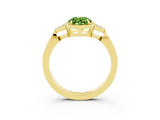 Yellow gold Oval Cut Peridot Halo Ring with Tapered Band and Four-Prong Setting_3
