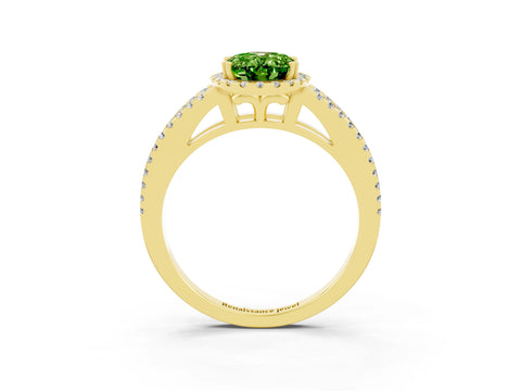 Yellow gold Oval Cut Peridot Halo Split Shank Engagement Ring_15