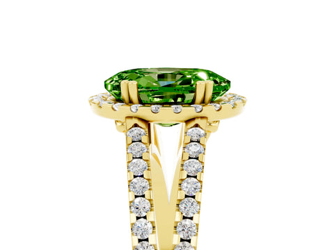 Yellow gold Oval Cut Peridot Halo Split Shank Engagement Ring_17