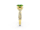 Yellow gold Oval Cut Peridot  Halo Twist Band Solitaire Prong Setting Ring_38