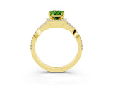 Yellow gold Oval Cut Peridot  Halo Twist Band Solitaire Prong Setting Ring_39