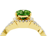 Yellow gold Oval Cut Peridot  Halo Twist Band Solitaire Prong Setting Ring_40