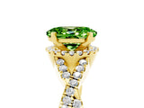 Yellow gold Oval Cut Peridot  Halo Twist Band Solitaire Prong Setting Ring_41