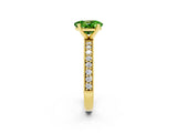Yellow gold Oval Cut Peridot Milgrain Pavé Engagement Ring with Four-Prong Setting_14