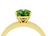 Yellow gold Oval Cut Peridot Milgrain Pavé Engagement Ring with Four-Prong Setting_16