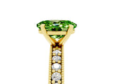 Yellow gold Oval Cut Peridot Milgrain Pavé Engagement Ring with Four-Prong Setting_17