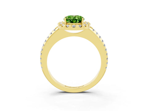 Yellow gold Oval Cut Peridot Pavé Halo Ring with Four-Prong Setting_15